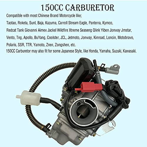 TOPEMAI كاربراتير 150cc لمحركات GY6 4 أشواط مع شريحة كهربائية للدراجات النارية والسكوتر 152QMJ 157QMI مع مجمع السحب - Image 2