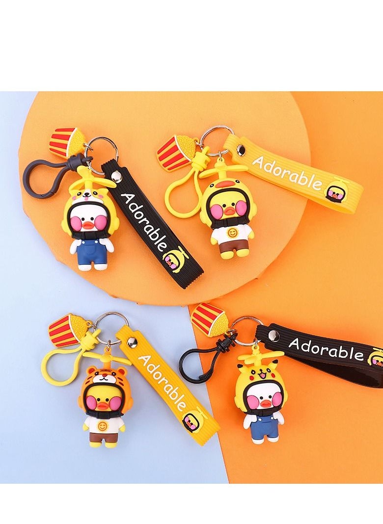 Generic 4-Piece Propeller Helmet Duck Keychain  - Image 1