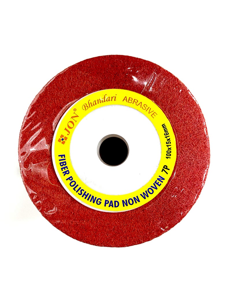 Jon Bhandari Tools 100mm (4 Inch) Non Woven Fiber Polishing Wheel Buffing Pad 7P – Pack of 10 – Smooth Metal Finishing & Surface Preparation for Steel, Iron, Aluminum – Low Noise, Washable, Long Life - Image 1
