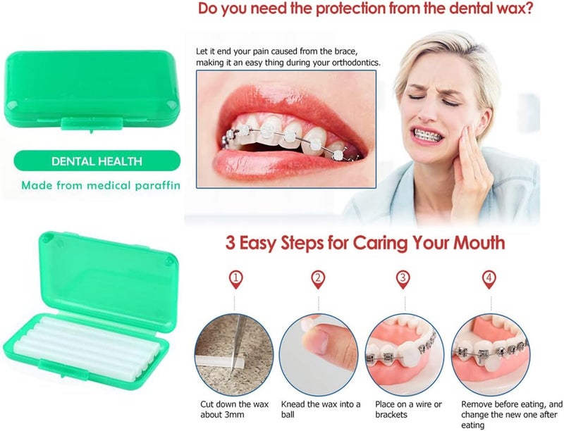 Ceonam Braces Cleaning Kit for Teeth, Portable Orthodontic Toothbrush Kit Oral Care Dental Travel Kit - Interdental Brush Dental Wax Dental Floss Toothbrush Box (Green B) - Image 4