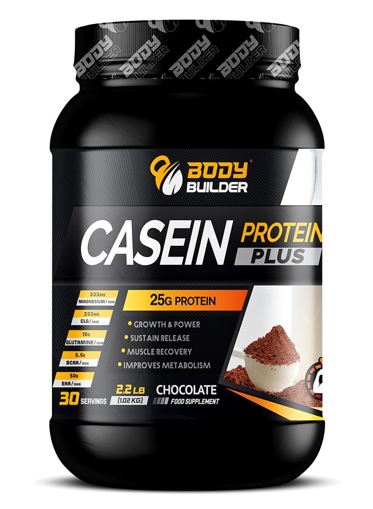 Body Builder Casein Protein Plus, Chocolate, 2.2 LB - Image 1