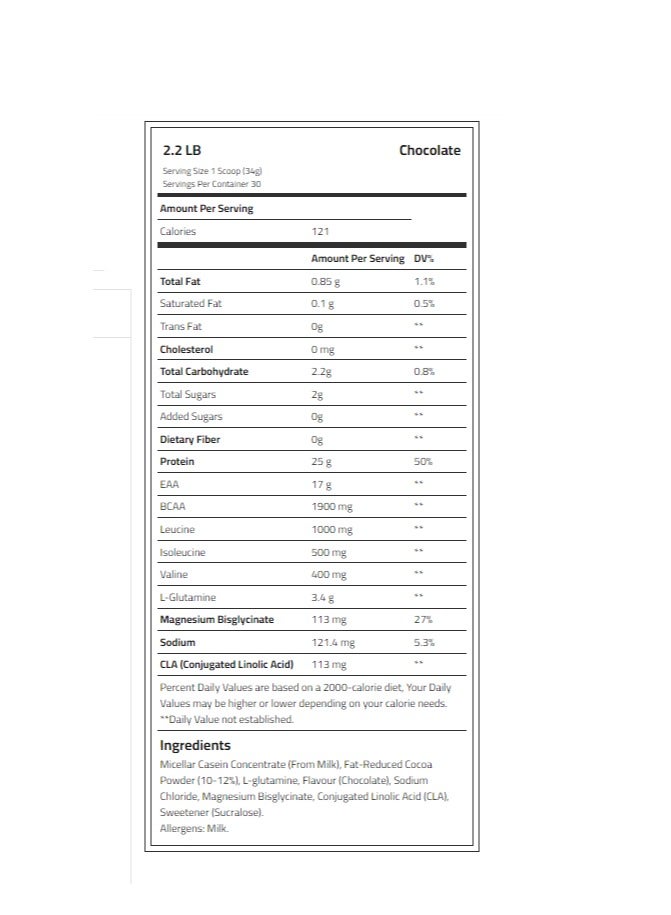 Body Builder Chocolate Casein Protein Plus 2.2lb