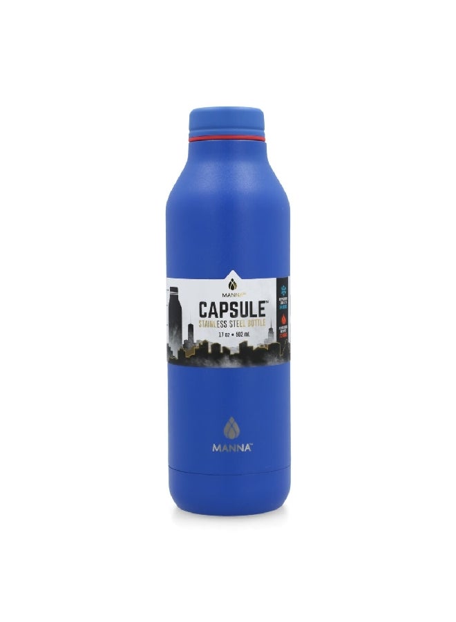 MANNA Powder Wave Stainless Steel Hot and Cold Water Bottle Blue 502 ml AC44435 - Image 1