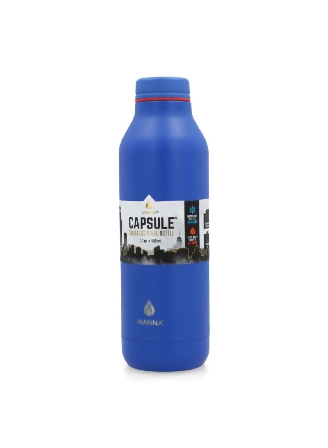 MANNA Powder Wave Stainless Steel Hot and Cold Water Bottle Blue 502 ml AC44435 - Image 3