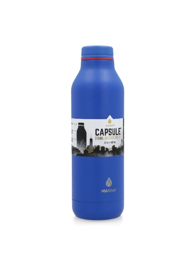 MANNA Powder Wave Stainless Steel Hot and Cold Water Bottle Blue 502 ml AC44435 - Image 2