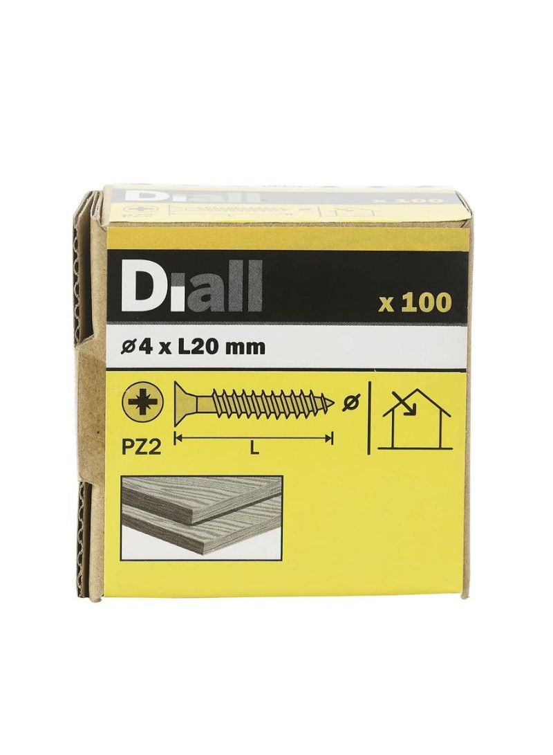 Zinc Plated Carbon Steel Wood Screw Pack 4 X 20 Mm 100 Piece