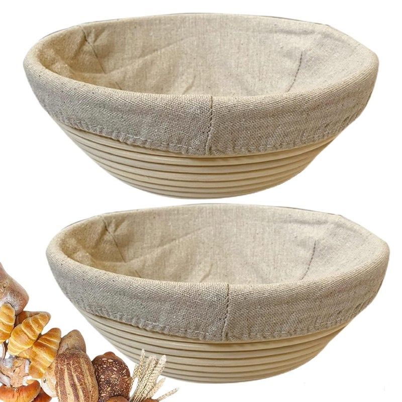 RoEsha 9 Inch Round Bread Banneton Proofing Basket Set of 2  Sourdough Proofing basket kit for Artisanal Baking  Bread Making Tools For Professional  Home Bakers 9 inch round 2 pack