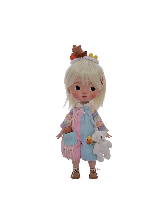Oueneifs Xavibjd 1/6 Rainbow Bjd Doll Cute Girl Double Eyelids with Hats Resin Toy for Over 15 Years Old - Image 1