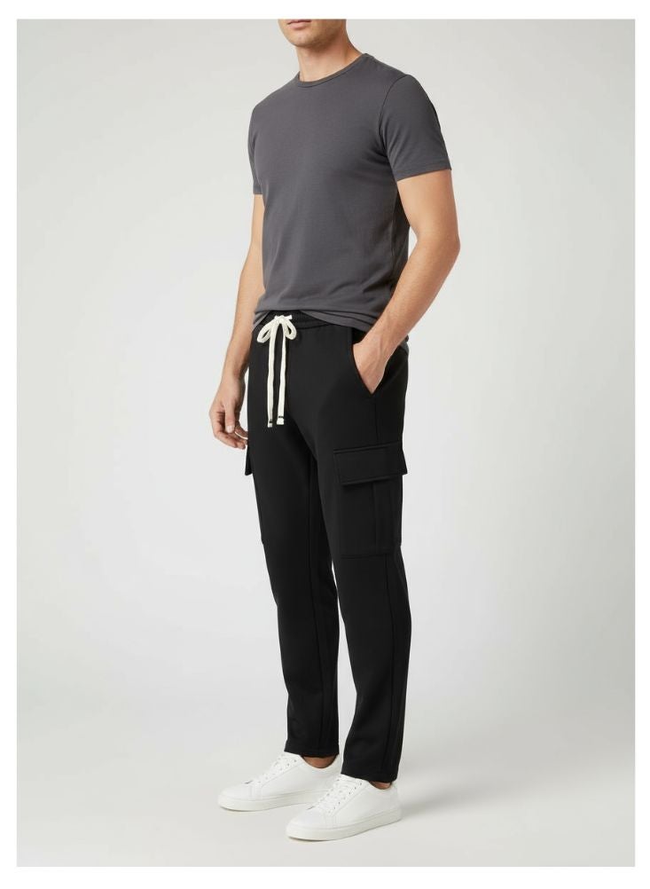 Premium Black Tapered Trouser for Men – Adjustable Waist, Side Pockets, Stylish & Functional Fit - Image 2