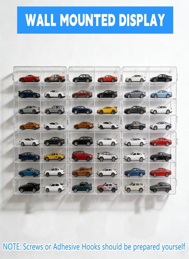 Hlimior for 48 pcs 1/64 Scale Matchbox Wheels Toy Car Display Case Holds 48 Toy Cars Hot Storage Wall-Mounted Acrylic Organizer Stackable Clear Dustproof Display Box Container Shelf for Collectors - 6 Pack,8 - Image 4
