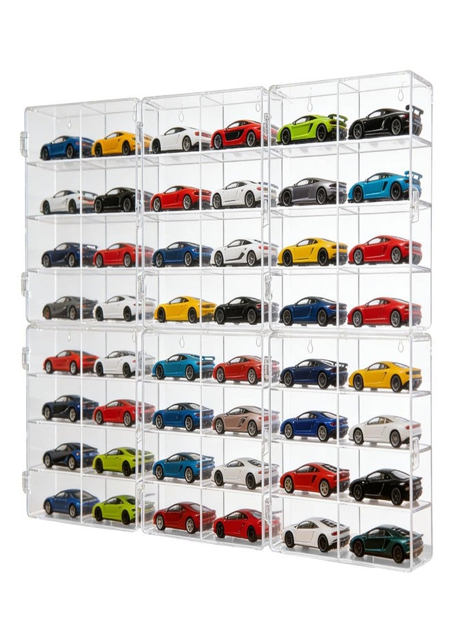 Hlimior for 48 pcs 1/64 Scale Matchbox Wheels Toy Car Display Case Holds 48 Toy Cars Hot Storage Wall-Mounted Acrylic Organizer Stackable Clear Dustproof Display Box Container Shelf for Collectors - 6 Pack,8 - Image 1