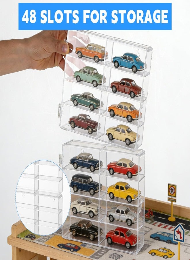 Hlimior for 48 pcs 1/64 Scale Matchbox Wheels Toy Car Display Case Holds 48 Toy Cars Hot Storage Wall-Mounted Acrylic Organizer Stackable Clear Dustproof Display Box Container Shelf for Collectors - 6 Pack,8 - Image 5