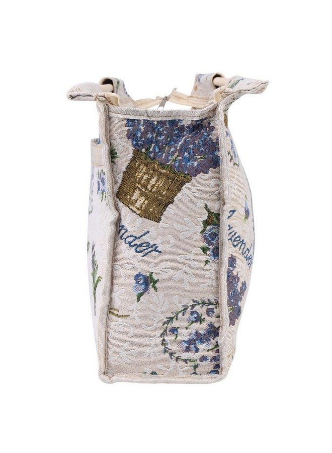Hakeeta Knitting Yarn Storage Bag, Tote Organizer for Yarn Crochet Hooks Needles and Wool, Also for Magazines Sweaters, with Zipper, Wooden Handle, 2 Colors(Purple Flower)  - Image 2