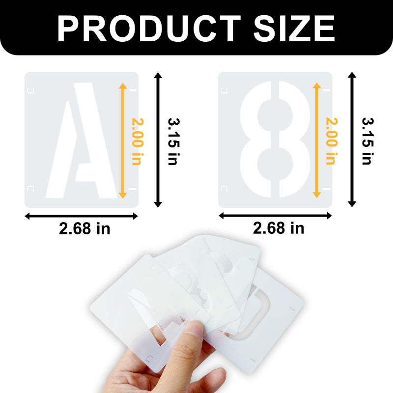 Vomulato 2 Pack - 2 Inch Letter Stencils Set, 72 Reusable Stencils for Painting On Wood, Metal, Walls, Fabric, Rocks with Interlocking, Perfect for Banners, Sign Making & DIY Art (2 inch) - Image 3