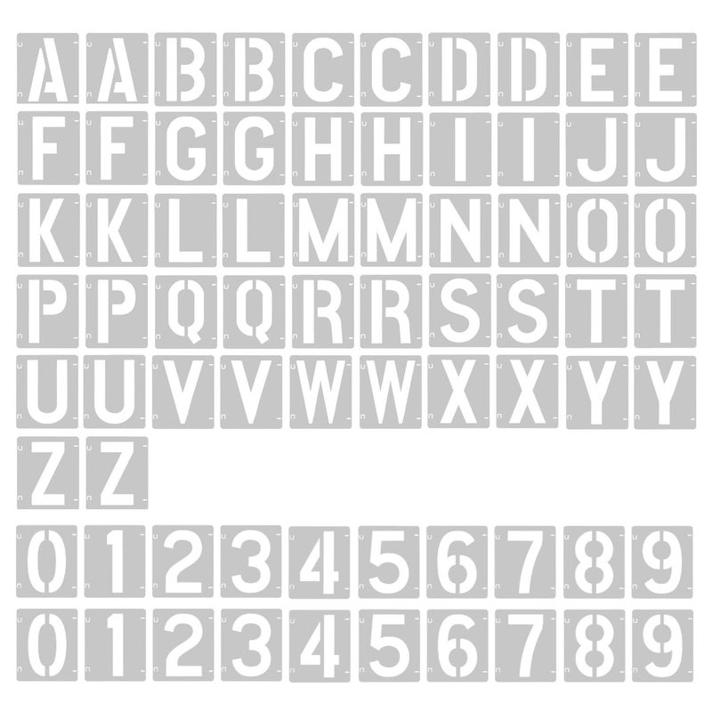 Vomulato 2 Pack - 2 Inch Letter Stencils Set, 72 Reusable Stencils for Painting On Wood, Metal, Walls, Fabric, Rocks with Interlocking, Perfect for Banners, Sign Making & DIY Art (2 inch) - Image 1