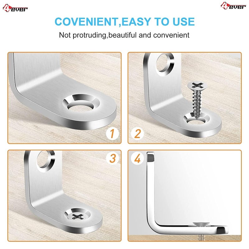 Stainless Steel Small L Brackets Corner Braces for Wood Metal Furniture Chairs Drawers Cabinets  - Image 4