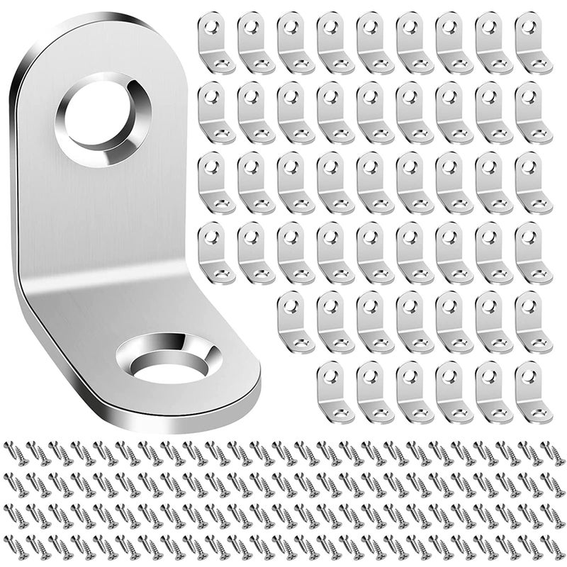 Stainless Steel Small L Brackets Corner Braces for Wood Metal Furniture Chairs Drawers Cabinets  - Image 1