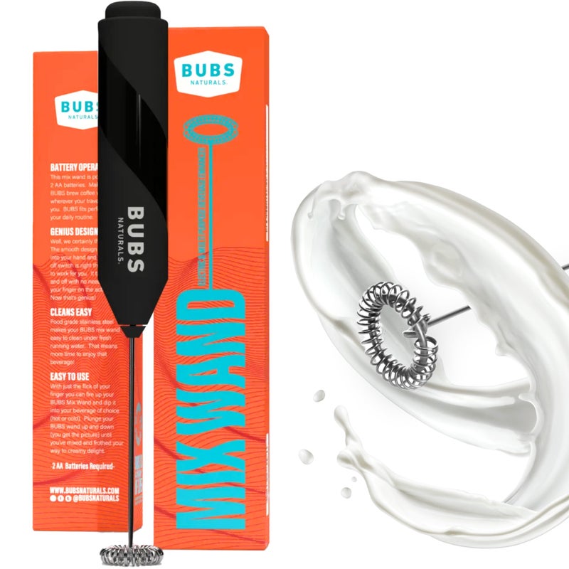 BUBS Naturals BUBS Naturals Mix Wand  Handheld Milk Frother  Lattes Coffee Cappuccino Frappes Hot Chocolate Blender  Portable Protein Powder Omelet Egg Shakes Smoothies Mixer  Food Grade Stainless Steel 