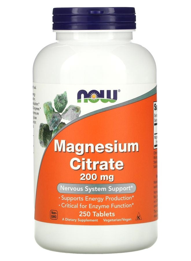 now Magnesium Citrate 200 mg 250 Tablets