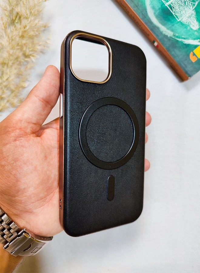 Leather Case CompatibleWith Phone Iphone 11, Supports MagSafe Wireless Charging, Shock-Resistant Cover, Made Of Premium Leather That Acquires A Natural Patina Over Time, Raised Camera Protector Protects The Lens Assembly, With Inner Lining, For Phone Iphone 11 - Black - Image 5