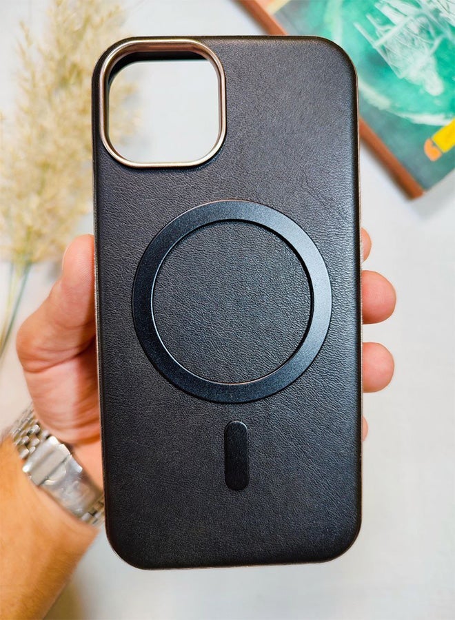 Leather Case CompatibleWith Phone Iphone 11, Supports MagSafe Wireless Charging, Shock-Resistant Cover, Made Of Premium Leather That Acquires A Natural Patina Over Time, Raised Camera Protector Protects The Lens Assembly, With Inner Lining, For Phone Iphone 11 - Black - Image 1