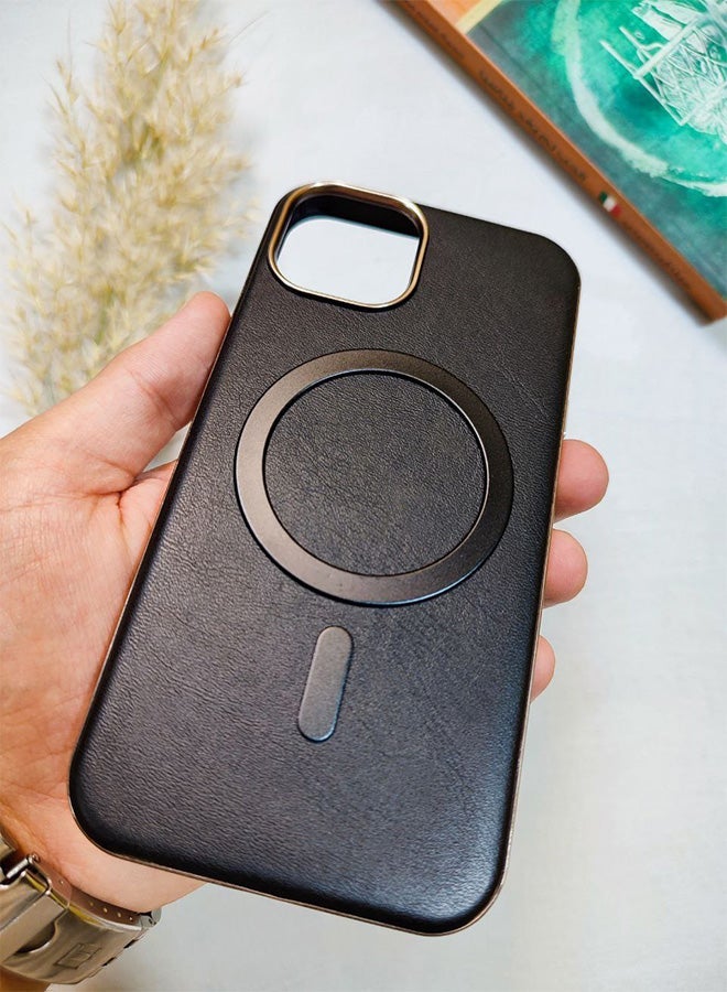 Leather Case CompatibleWith Phone Iphone 11, Supports MagSafe Wireless Charging, Shock-Resistant Cover, Made Of Premium Leather That Acquires A Natural Patina Over Time, Raised Camera Protector Protects The Lens Assembly, With Inner Lining, For Phone Iphone 11 - Black - Image 3