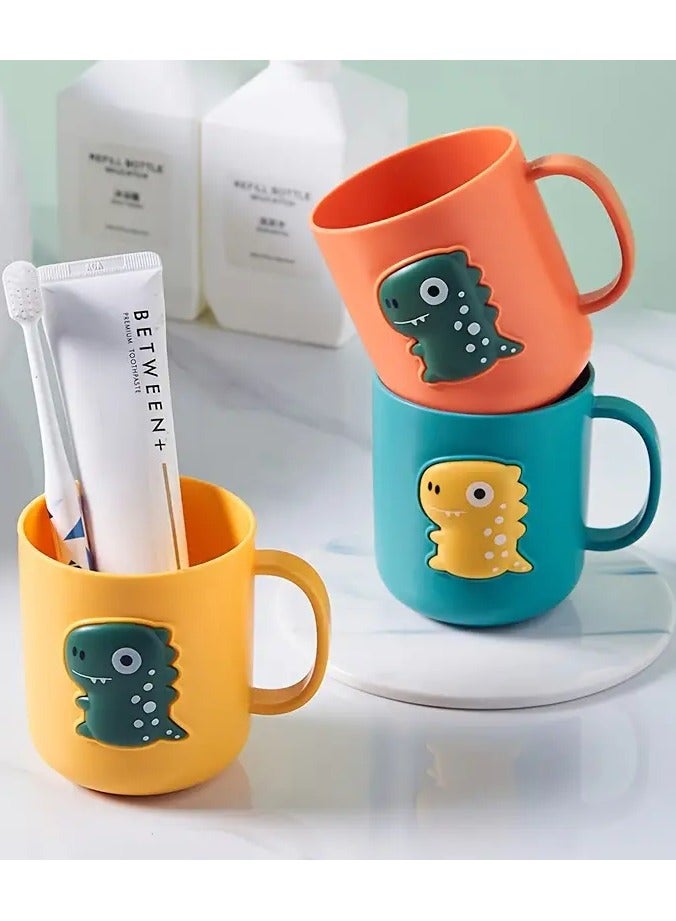 جلوسكي 1pc ديناصور الكرتون فرشاة الأسنان كوب-حمام إبداعي غسول الفم وكوب الشرب، البلاستيك دائم - Image 3