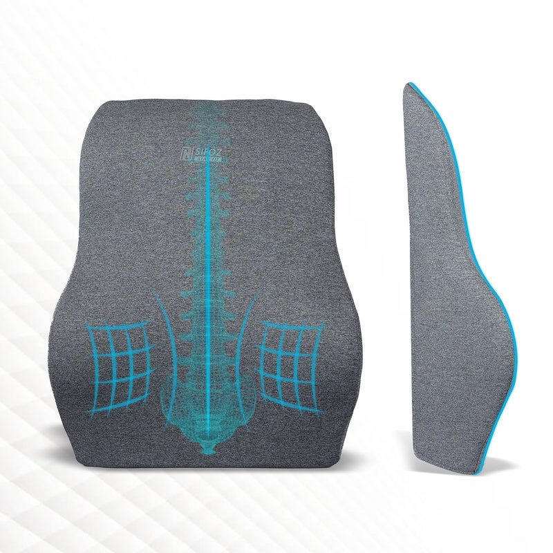 Sifoz Sifoz Ultimate Comfort Back Support for Office Chair 2 Year Warranty Orthopedic Memory Foam Cushion for Car Seat Back Pain Relief Lumbar Support for Sitting Back Rest Pillow Premium Grey - Image 1