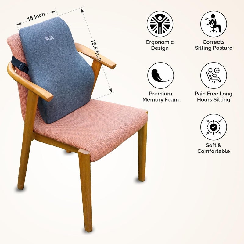Sifoz Sifoz Ultimate Comfort Back Support for Office Chair 2 Year Warranty Orthopedic Memory Foam Cushion for Car Seat Back Pain Relief Lumbar Support for Sitting Back Rest Pillow Premium Grey - Image 4