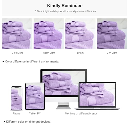 COZYART Lavender Bath Towels Set 6 Piece, Luxury 100% Turkish Cotton 650GSM Hotel Quality, Soft, Absorbent,Towel Sets for Bathroom | 2 Bath Towels 2 Hand Towels 2 Washcloths - Image 5
