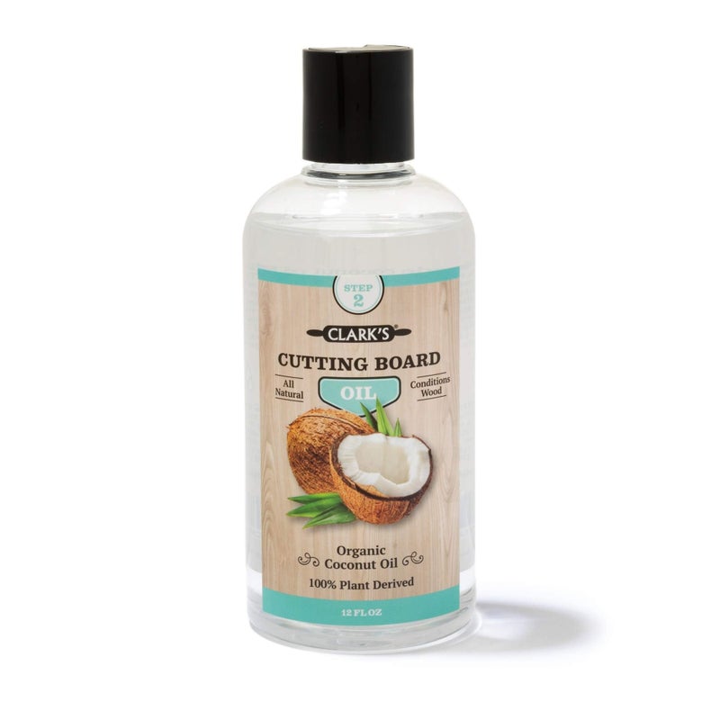 CLARKS Coconut Cutting Board Oil  Refined for Kitchen Countertops  Butcher Blocks  Wooden Bowls  Clarks Cutting Board Oil  Seals Wood  Food Safe  No Mineral Oil  Clark Brush Compatible
