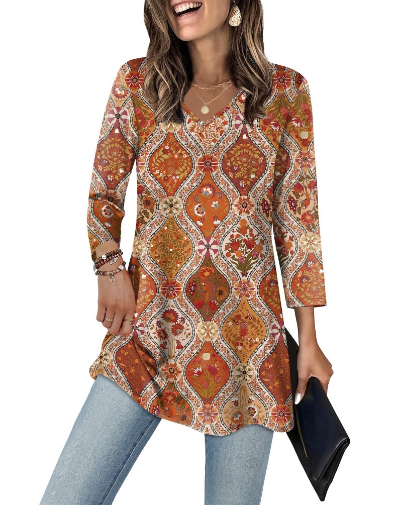 OFEEFAN Women'S Tops, Tees & Blouses Boho Clothes For Women Floral 14 L - Image 2