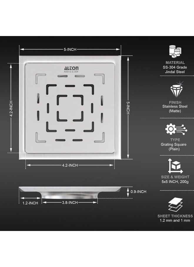 ALTON ALD1002, SS-304 Grade, 5x5 INCH Plain, Bathroom Grating Square Floor Drain Jali, Matte - pzsku/Z6706724554F67770BFB0Z/45/_/1740118866/d61c4226-bceb-4f94-9382-d9c8cc90de5b