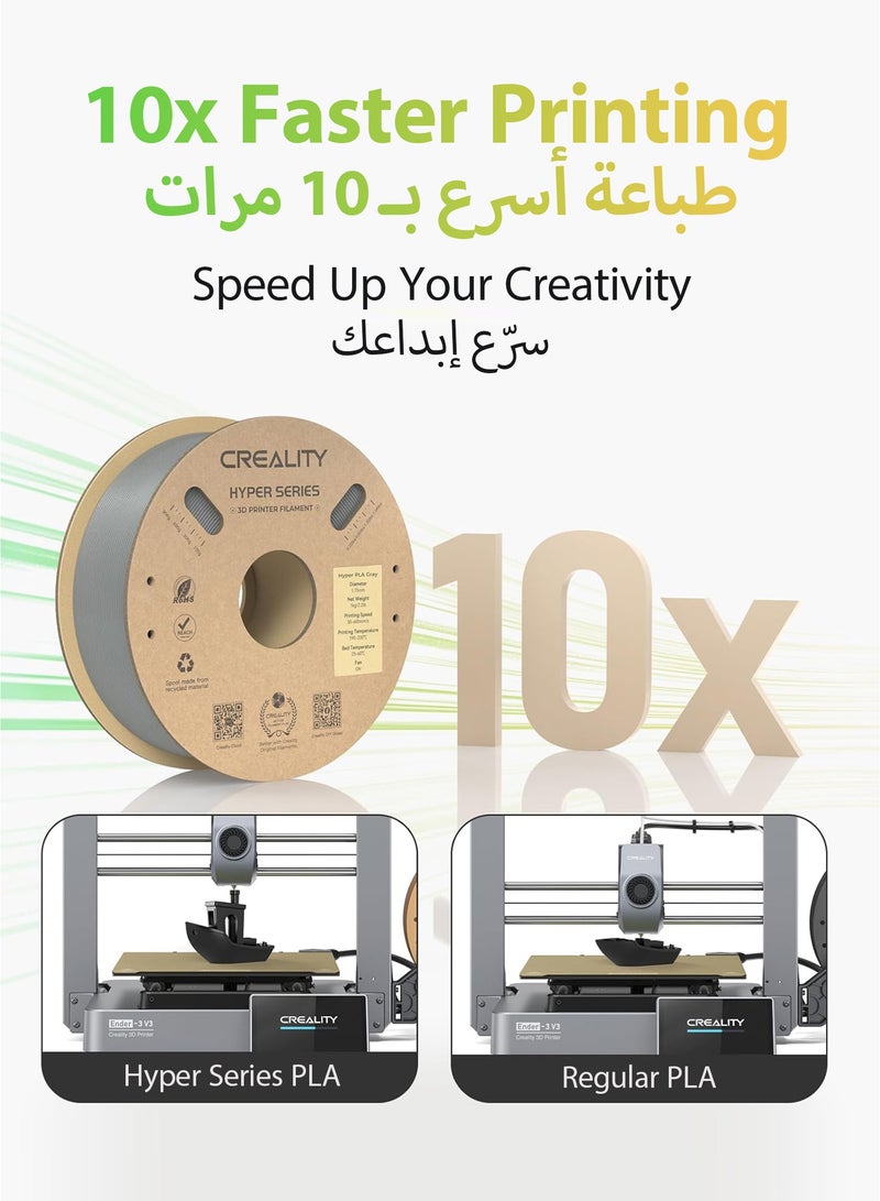 كريليتي 3D خيوط كرياليتي هايبر PLA الرسمية 1.75 مم، خيوط طباعة ثلاثية الأبعاد بسرعة عالية 30-600 مم/ث، دقة أبعاد +/-0.02 مم، تناسب معظم طابعات FDM ثلاثية الأبعاد، 1 كجم (2.2 رطل) بكرة - Image 3
