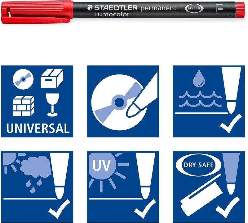 STAEDTLER أقلام ستيدلر 318-WP4 لوموكولور دائمة عالمية، نقطة رفيعة، 0.6 مم، متنوعة، 4 في المجموعة - Image 4