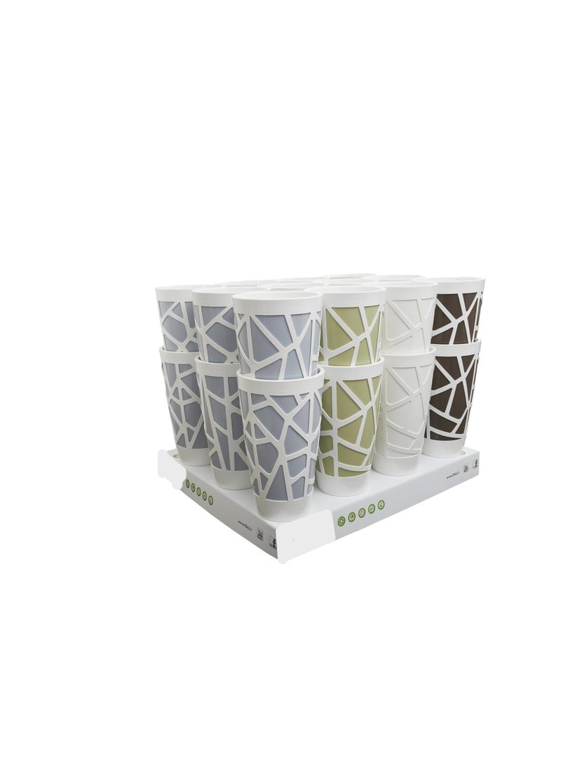 أيدل وعاء زهور بلاستيكي مزخرف مقوس 55 سم - وعاء دائري للزراعة الداخلية والخارجية للبالكون، وتوب الطاولة والحديقة - وعاء نباتي زخرفي متعدد الألوان - مصنوع في إيطاليا - من إيديل - Image 5