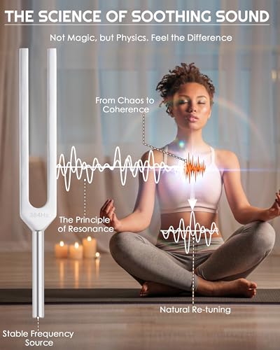 FAITIO Tuning Forks for Healing Set-128Hz, 136.1Hz, 256Hz, 384Hz Weighted & Unweighted with Activator & Pouch-Complete Sound Therapy Kit for Chakra Balancing, Yoga, Meditation, Stress Relief & Energy Healing - Image 3