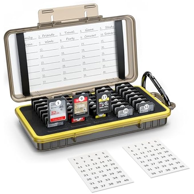 rayihni حافظة بطاقة الذاكرة المتينة بسعة 40 فتحة، منظم، واقي مقاوم للماء لبطاقات الذاكرة SD وSDHC وSDXC وCFexpress Type A لكاميرات سوني PSV PS VITA وبطاقات ألعاب نينتندو سويتش - Image 1