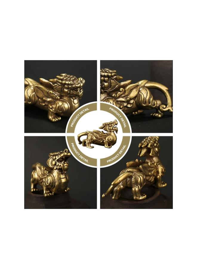 كلاراكو تمثال تشي لين كيلين من النحاس من فنغ شوي، تمثال تشي لين من النحاس، تمثال بيكسيو المحظوظ، تزيين الكيك، ديكور المنزل، زينة الطاولة من فنغ شوي للحظ السعيد والثروة، قطعتان - Image 5