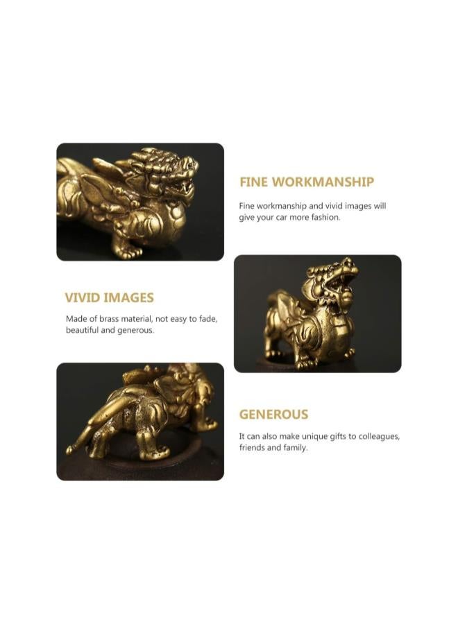 كلاراكو تمثال تشي لين كيلين من النحاس من فنغ شوي، تمثال تشي لين من النحاس، تمثال بيكسيو المحظوظ، تزيين الكيك، ديكور المنزل، زينة الطاولة من فنغ شوي للحظ السعيد والثروة، قطعتان - Image 4