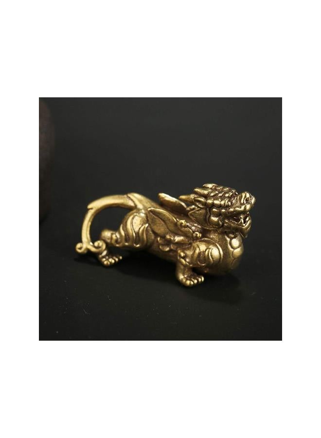 كلاراكو تمثال تشي لين كيلين من النحاس من فنغ شوي، تمثال تشي لين من النحاس، تمثال بيكسيو المحظوظ، تزيين الكيك، ديكور المنزل، زينة الطاولة من فنغ شوي للحظ السعيد والثروة، قطعتان - Image 3