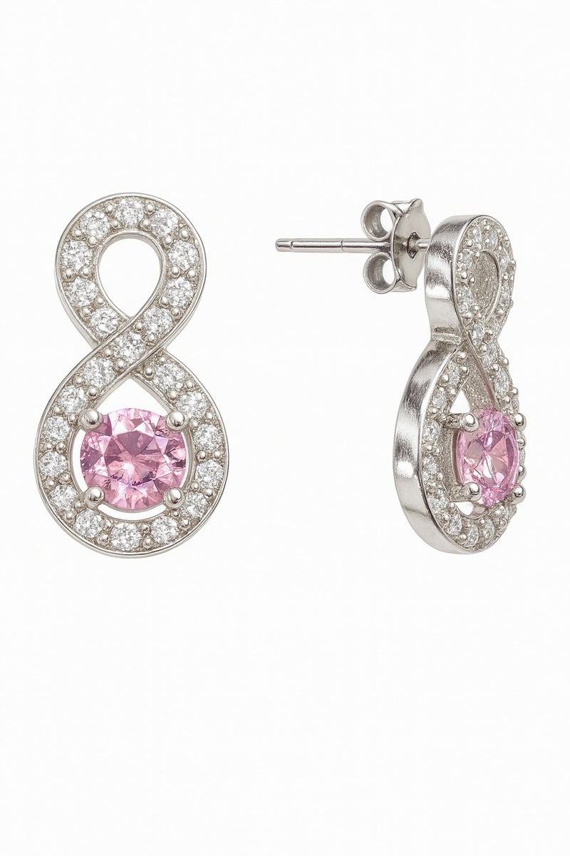 Ready For Chai Infinity CZ Pendant Set | Real 925 Sterling Silver Jewelry for women with Simulated Gemstones | Rhodium-Plated Earrings, Ring & Pendant | - Image 3