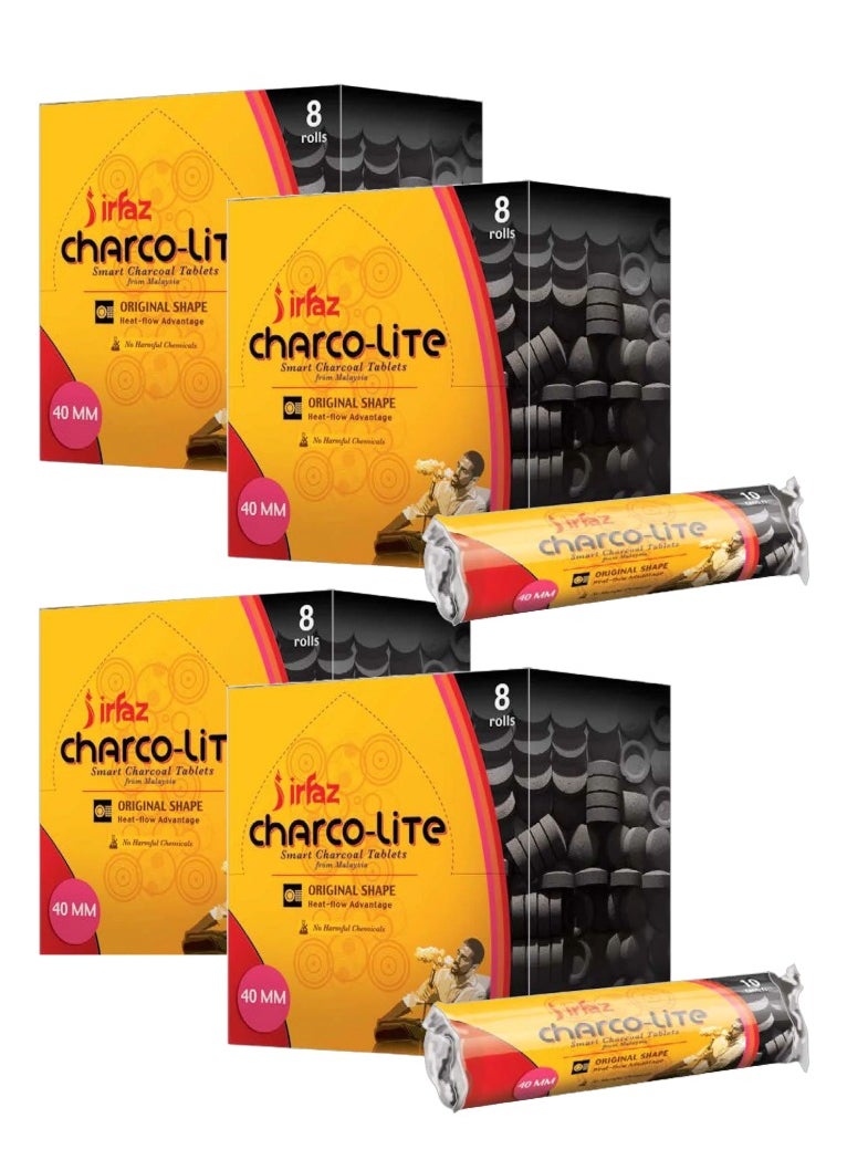 irfaz Pack of 4-320 Pieces Charcoal Lite Smart Charcoal Tablets 40mm 