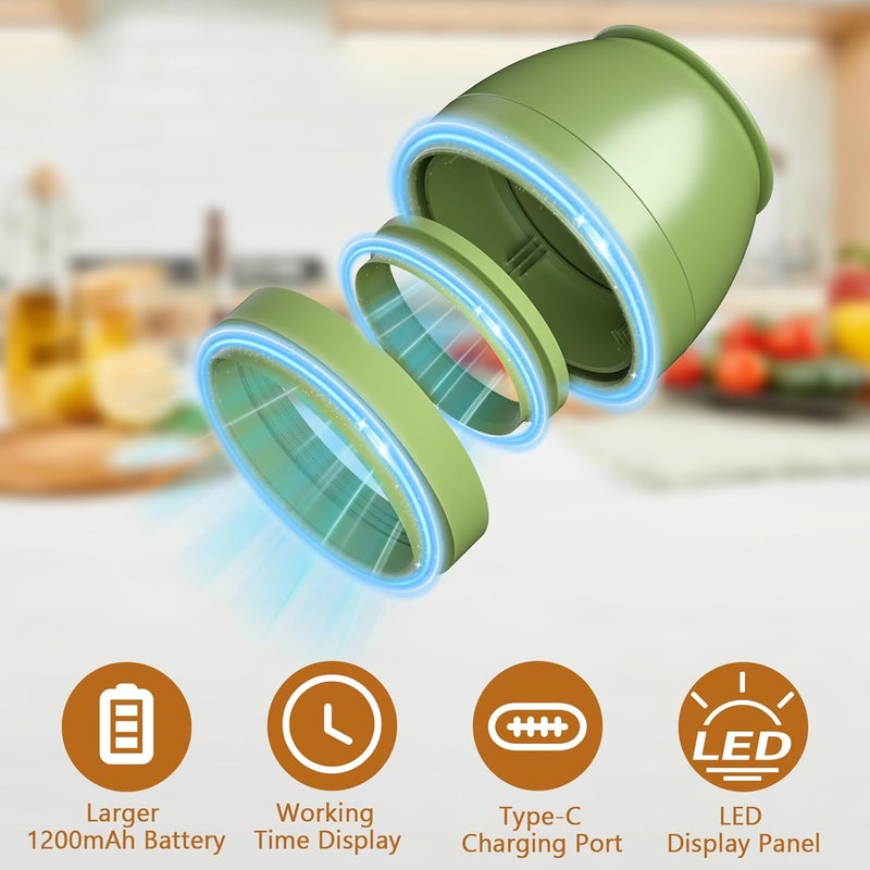 VUEBEE Electric Mason Jar Vacuum Sealer for Regular Mouth and Wide Mouth Canning Jars, Automatic Sealing Machine Kit for Food Storage and Fermentation - Green - Image 4