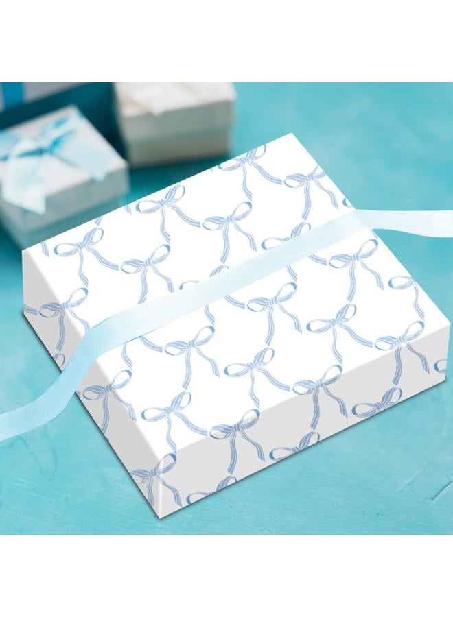 Keluna Blue Bow Gift Wrapping Paper - 12 Pcs Cute Bow Chinoiserie Art Design Gifts Wrap Paper For Valentine'S Day Boy Birthday Bachelorette Party Baby Shower Wedding Holiday - Image 5