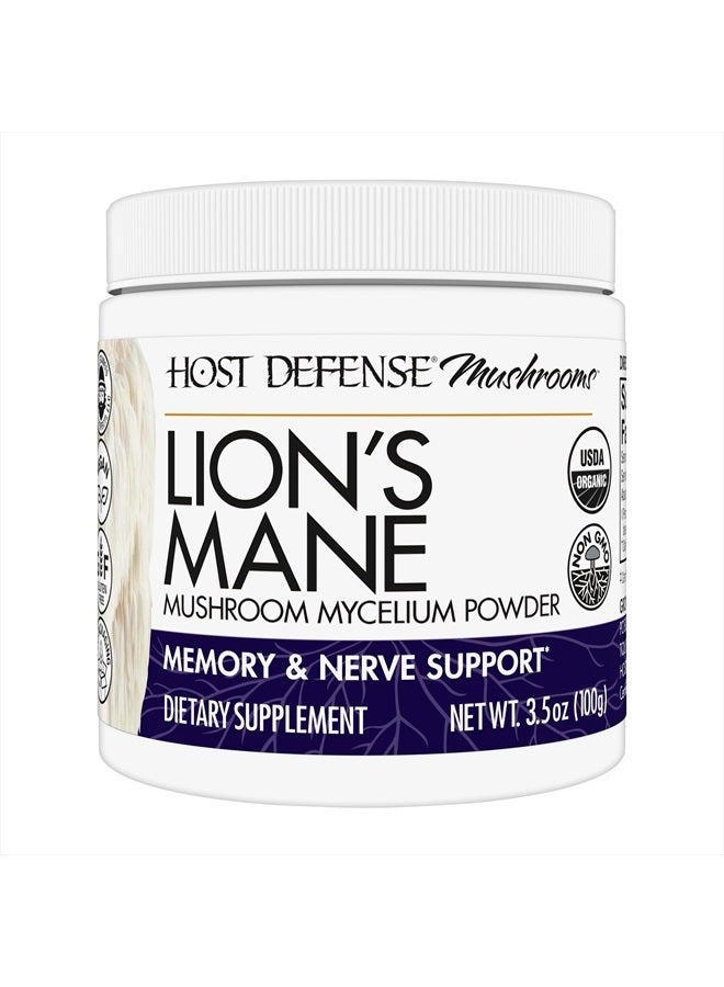 Host Defense Lion's Mane Powder - Brain Health Support Supplement - Mushroom Supplement to Support Focus & Memory Function - Immune & Nervous System Support Supplement - 3.5 oz (66 Servings)* - Image 1