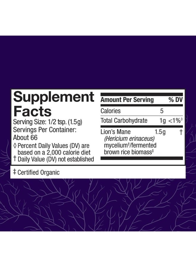 Host Defense Lion's Mane Powder - Brain Health Support Supplement - Mushroom Supplement to Support Focus & Memory Function - Immune & Nervous System Support Supplement - 3.5 oz (66 Servings)* - Image 2