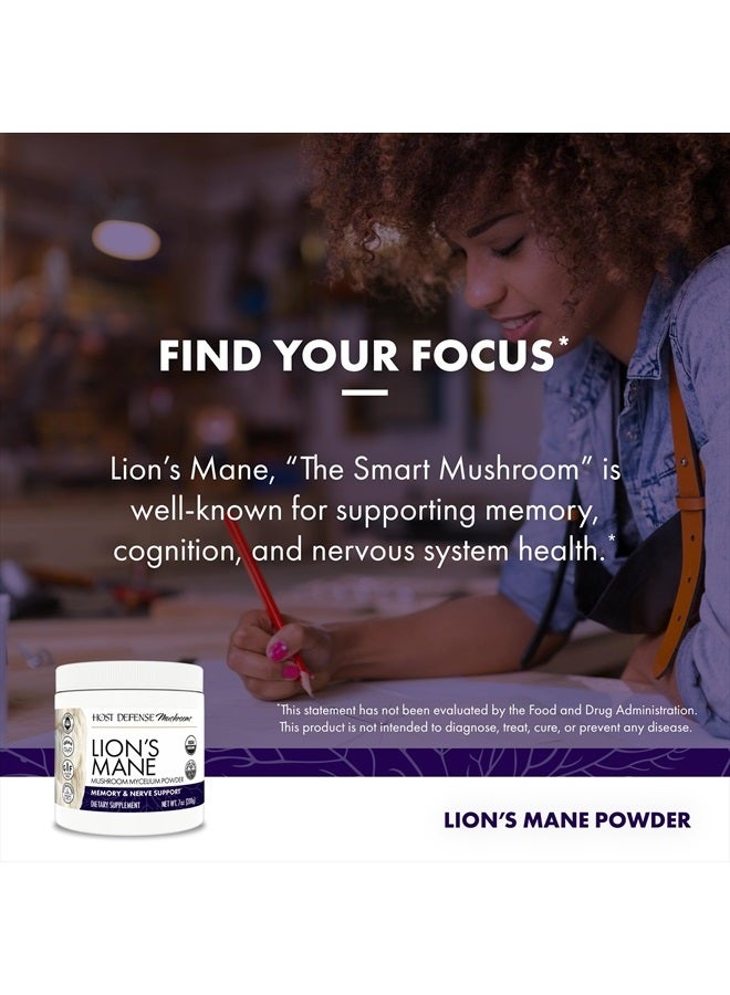 Host Defense Lion's Mane Powder - Brain Health Support Supplement - Mushroom Supplement to Support Focus & Memory Function - Immune & Nervous System Support Supplement - 3.5 oz (66 Servings)* - Image 3
