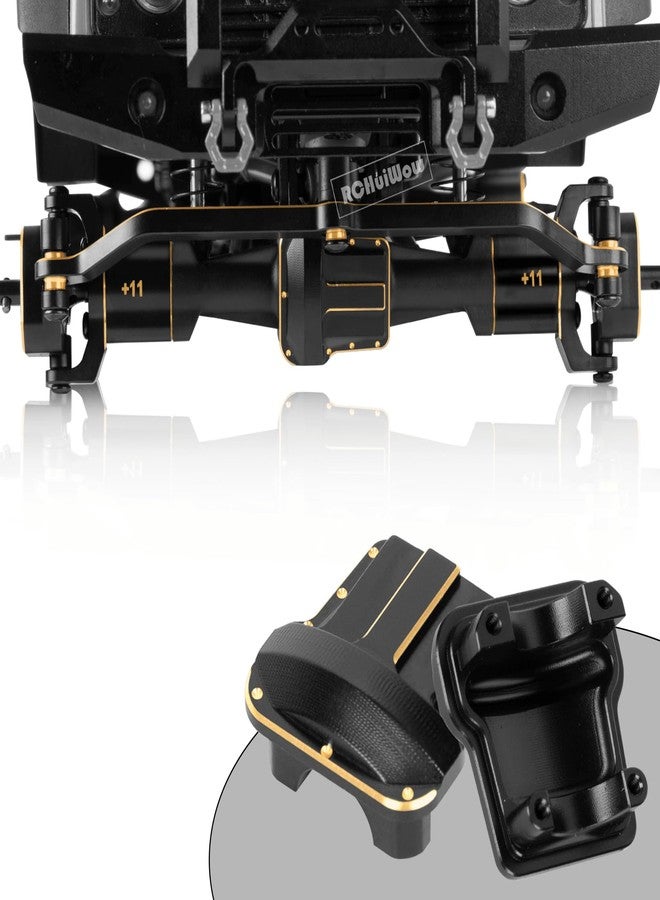 RCHuiWow RC Axle Widening & Diff Cover Upgrades Part for 1/18 Trx4m RC Crawler Car,Brass Front & Rear 11MM Wider Axle Widening(11mm Wider on Each Side) w/ 2pcs Diff Cover for 1/18 Trx4m,Black - Image 3