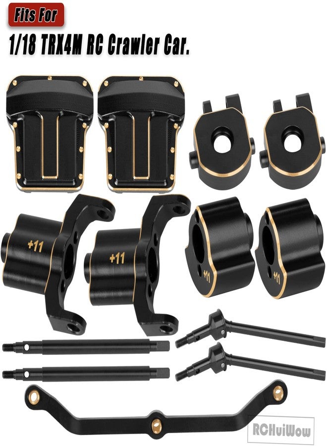 RCHuiWow RC Axle Widening & Diff Cover Upgrades Part for 1/18 Trx4m RC Crawler Car,Brass Front & Rear 11MM Wider Axle Widening(11mm Wider on Each Side) w/ 2pcs Diff Cover for 1/18 Trx4m,Black - Image 2